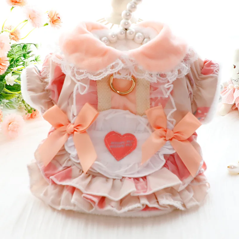 Ropa para perros Otoño e Invierno vestido de princesa para gatos polar grueso dulce Lolita suministros para mascotas para perros pequeños - imagen 2