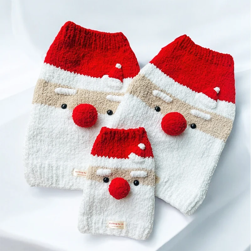 Ropa navideña de Papá Noel de lana suave para trajes de fiesta de Chihuahua, suéter para cachorros pequeños y medianos, regalo de Año Nuevo, monos de gato Bichon - imagen 2