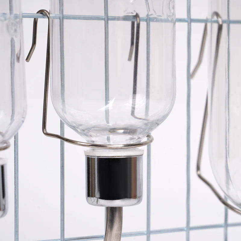 Alimentador de agua de plástico para conejos, botella colgante, dispensador automático, bebedero para hámster, bebedero para mascotas pequeñas, fuente de tubería con cabeza de acero inoxidable - imagen 4