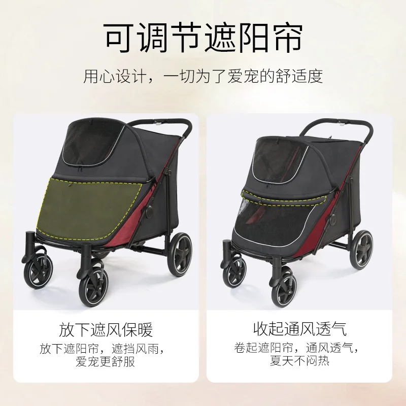 Carrito de paseo para perros y gatos, grande, plegable y portátil - imagen 3