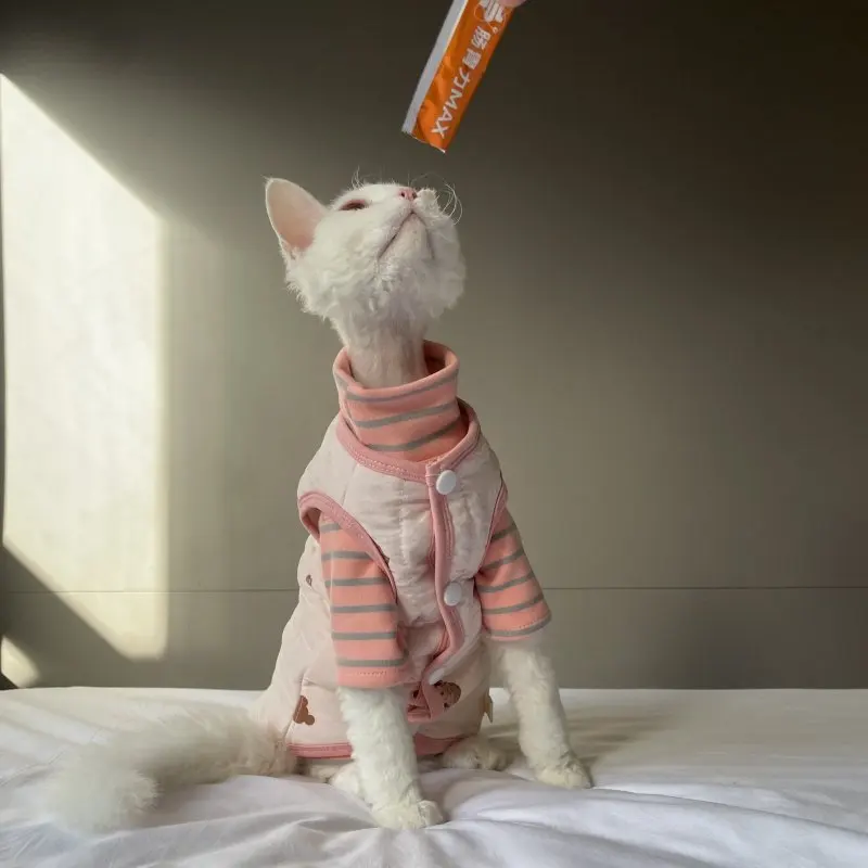 Chaqueta de algodón sin mangas cálida para gatos Sphynx y Devon Rex