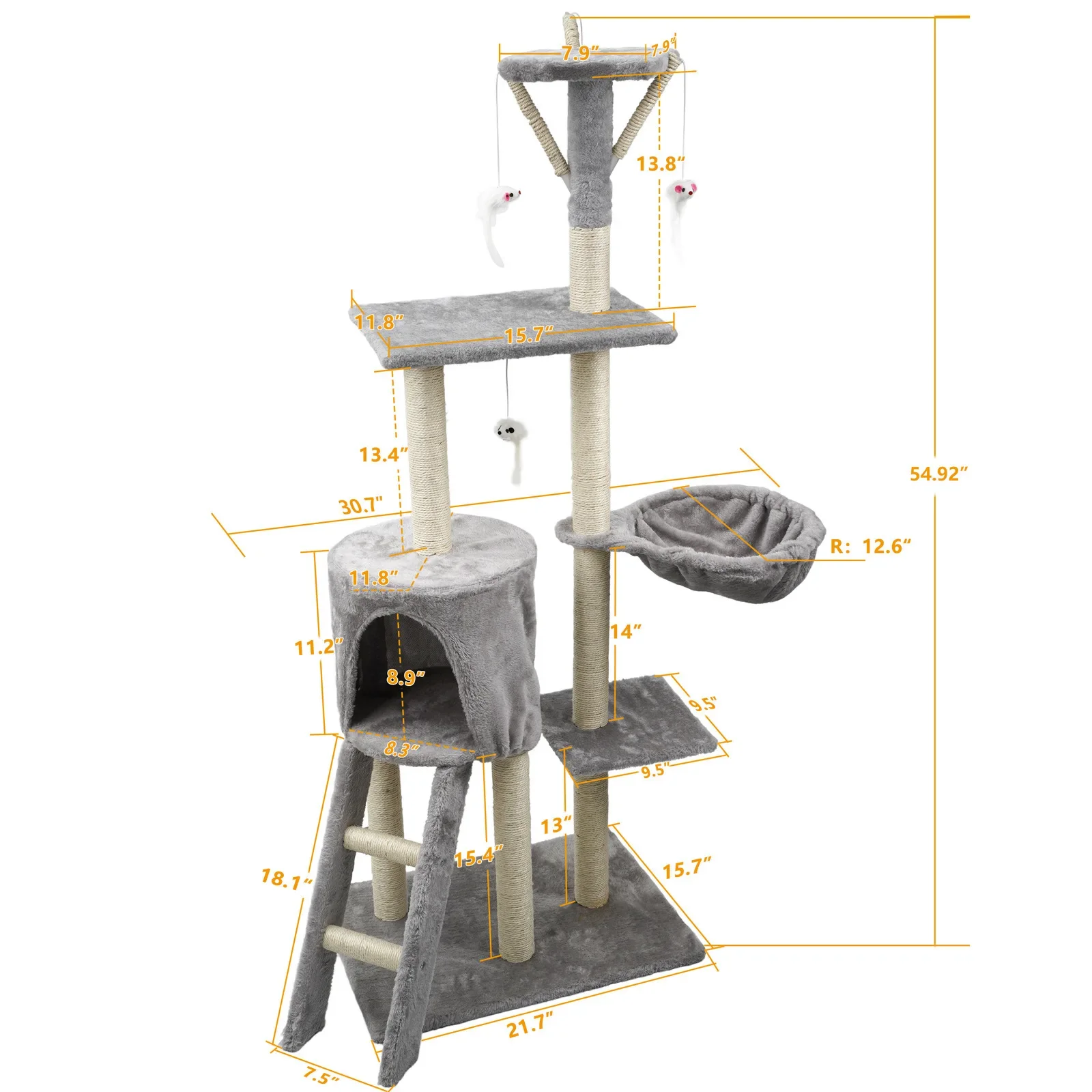 Árbol rascador para gatos con nido integrado y plataforma de salto - imagen 5