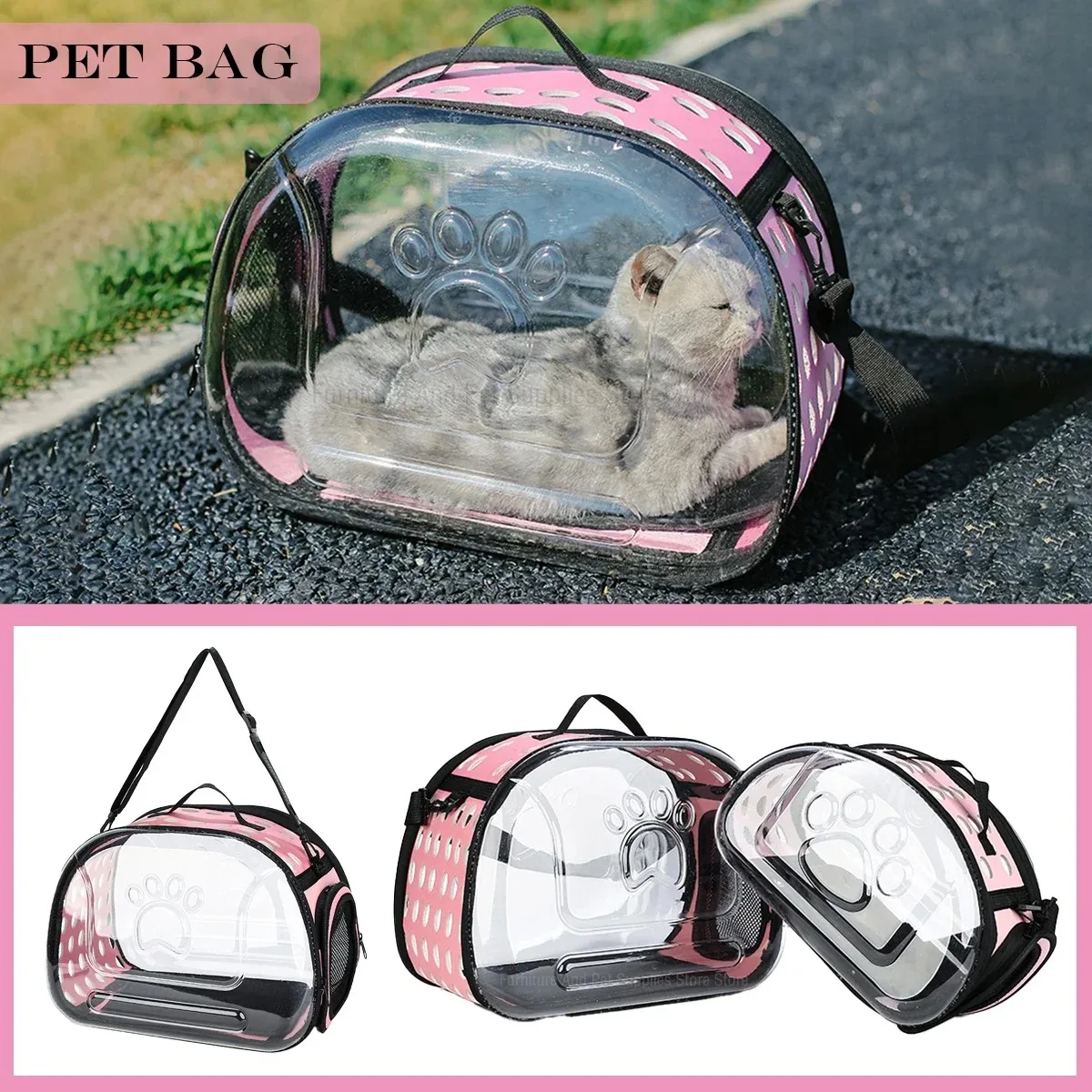 Transportín para gatos, mascotas, gatos, perros, bolso de hombro para mascotas, mochilas, transpirables, plegables, para exteriores, perros y gatos, gatitos, cachorros, viajes - imagen 3