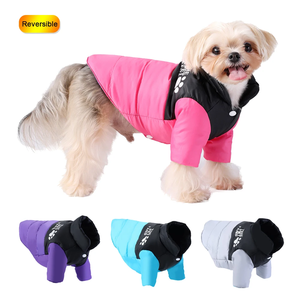 Chaqueta impermeable para perros, ropa Reversible de invierno para mascotas, para perros pequeños y medianos, abrigo cálido y acogedor para perros Yorkie, Bulldog Francés, trajes para cachorros