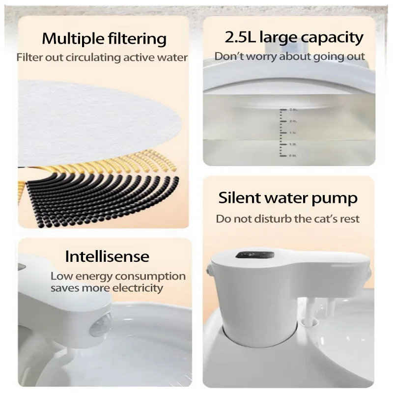Dispensador de fuente de agua para gatos, agua móvil, desenchufado, alimentador de agua automático, bebedero para perros y mascotas, alimentador para mascotas, fuente para gatos - imagen 5