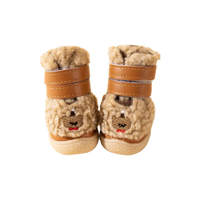 Zapatos cálidos de felpa con dibujos animados para otoño/invierno para mascotas, oso de peluche de cordero, zapatos gruesos de invierno para perros pequeños - imagen 5