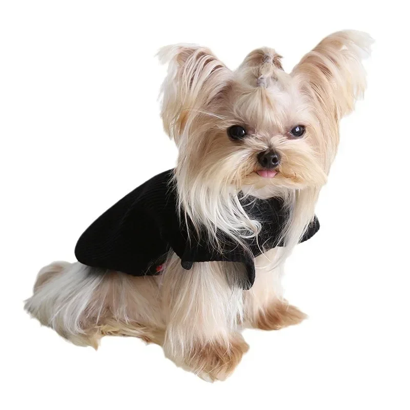 Otoño e Invierno nuevo estilo solapa manga mosca camisa Base cuello alto ropa para gatos camisa Base para mascotas ropa perro Sudadera con capucha ropa para cachorros - imagen 5