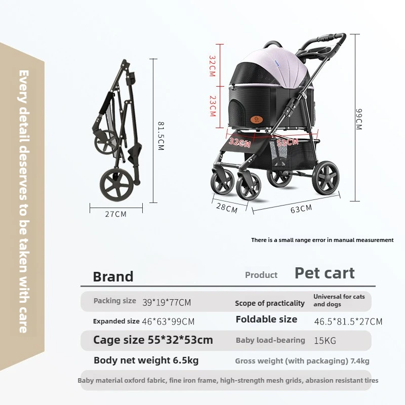 Cochecitos para mascotas, cochecitos de peluche plegables y ligeros para perros pequeños y gatos, carrito para exteriores, productos para mascotas - imagen 2