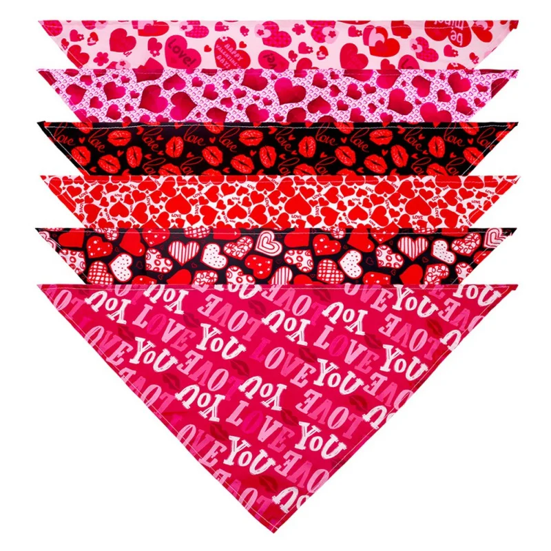 Printied-Bandana para perro, pañuelo para el Día de San Valentín, pañuelo para perros pequeños, accesorios para cachorros, suministros para mascotas - imagen 4