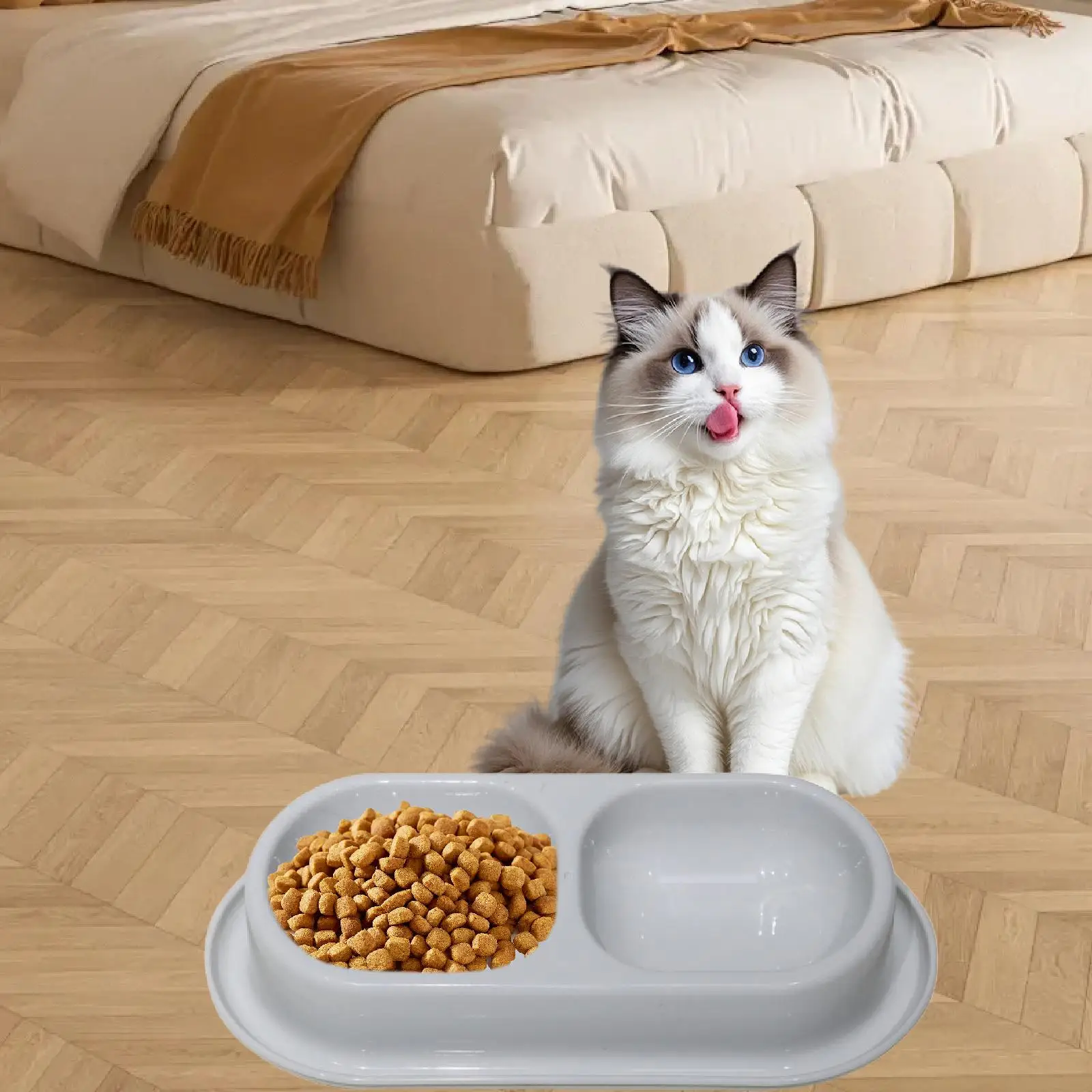 Cat Water and Food Bowl Feeder Water Bowl Puppy Pet Feeder Bowl Pets Nonslip