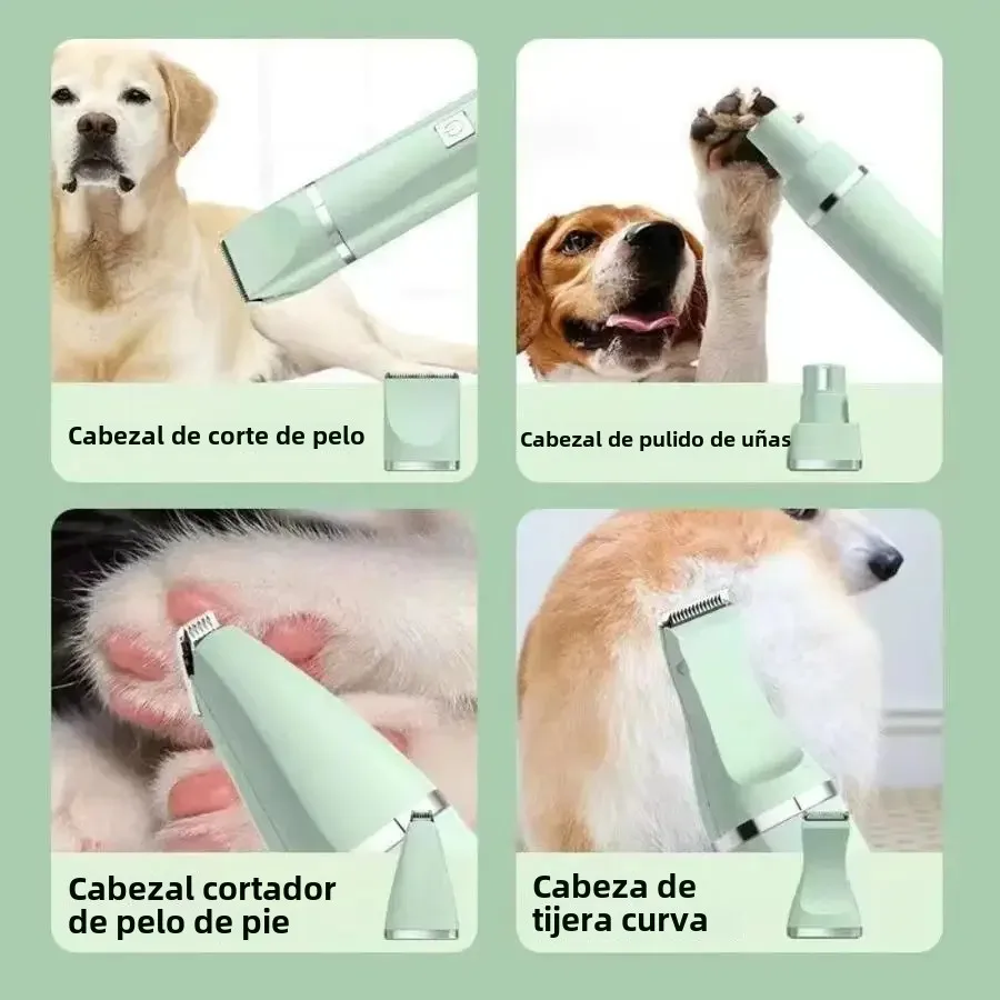 Cortaúñas para perros con carga multifuncional 4 en 1, afeitadora inalámbrica para mascotas, recortadoras, herramientas de aseo para mascotas de poco ruido - imagen 2