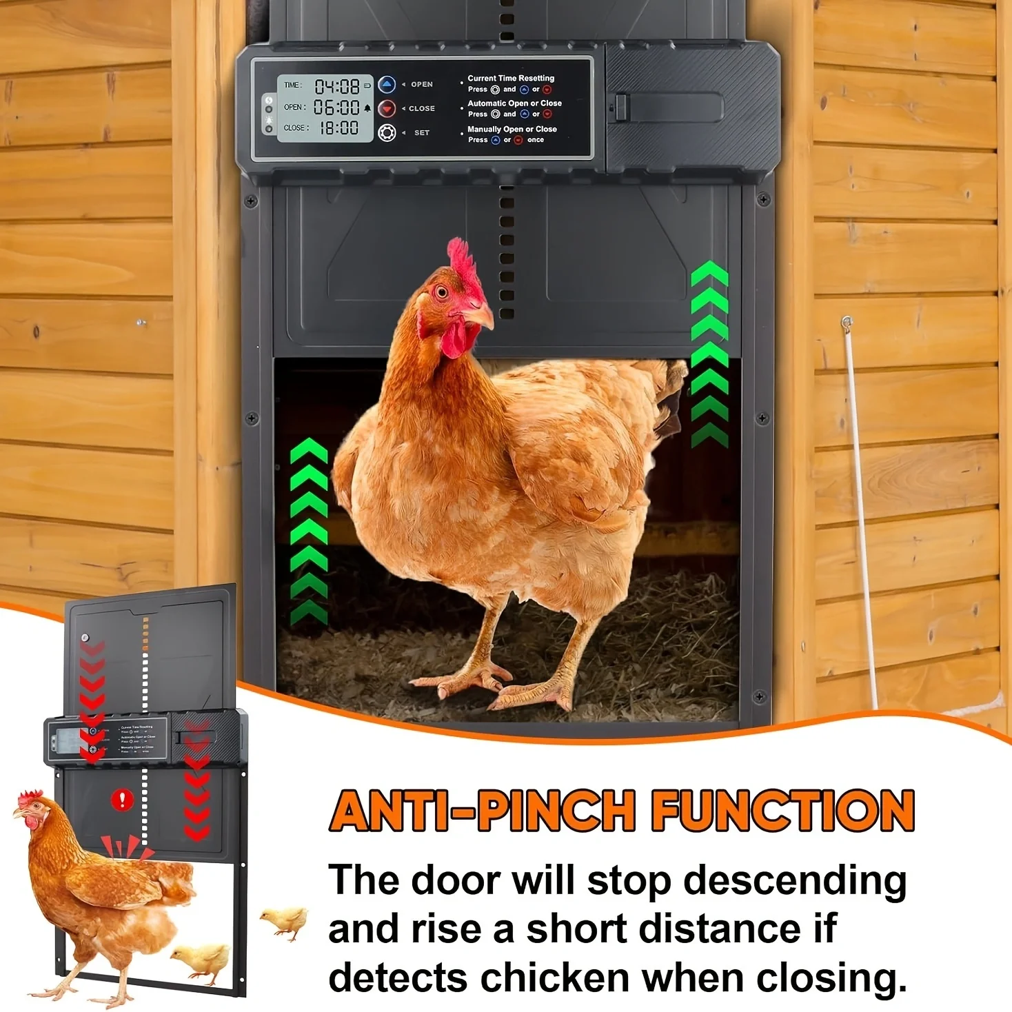 Puerta automática solar para gallinero con temporizador y mando a distancia - imagen 2