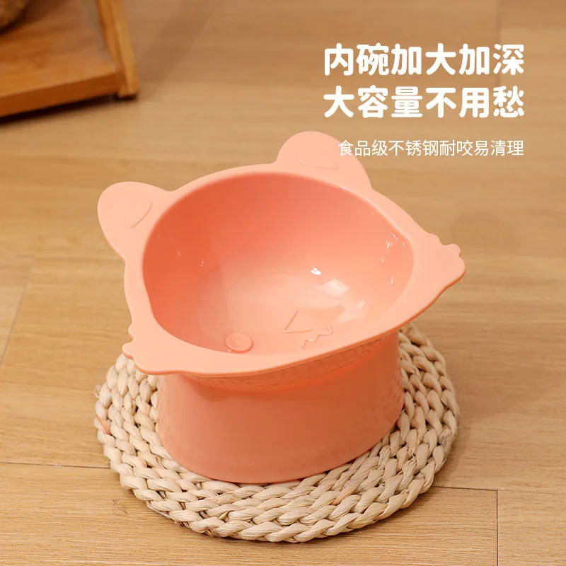 Cuenco de protección para el cuello de las mascotas, cuenco para gatos, wink, boca diagonal antideslizante, pie alto, 1 Juego - imagen 4