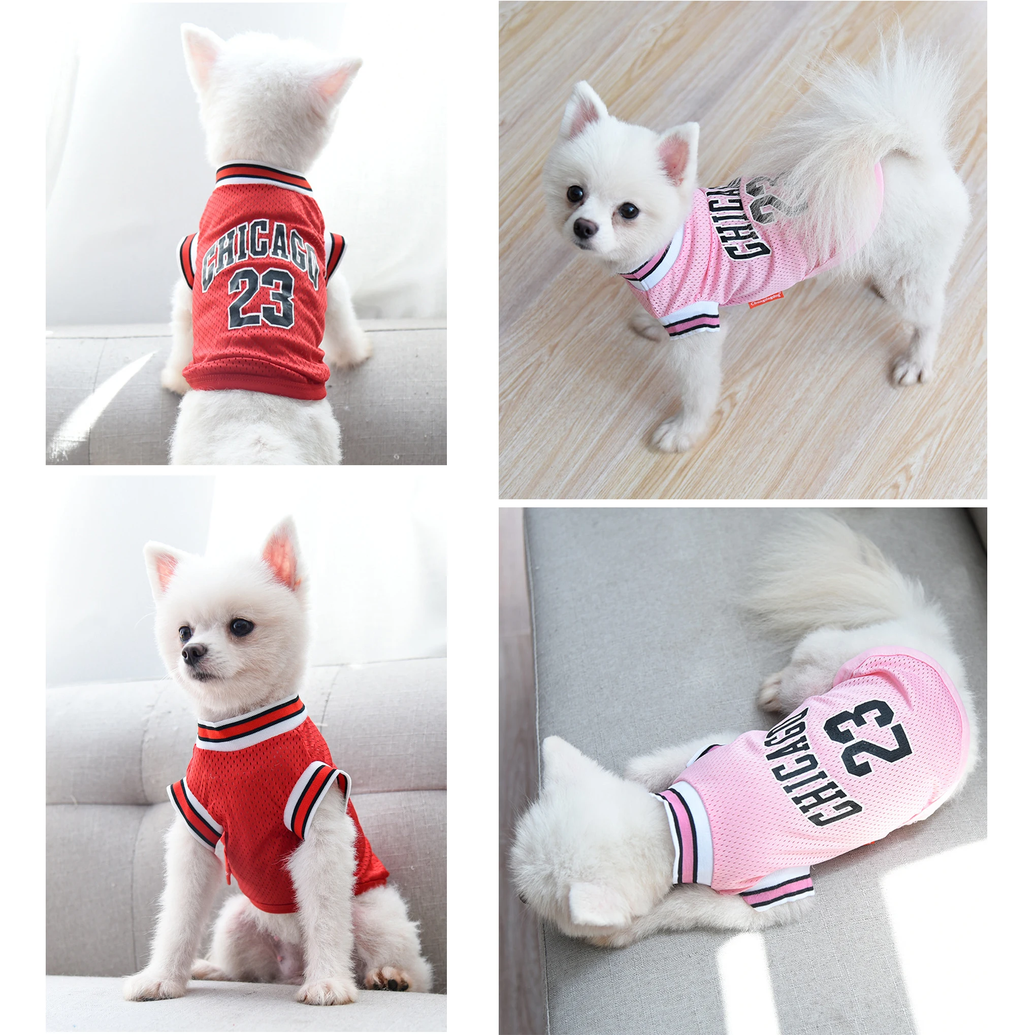 Camiseta de baloncesto para perros, chaleco para mascotas, ropa para cachorros, ropa para primavera y verano, camiseta de malla transpirable para perros grandes, medianos y pequeños - imagen 3