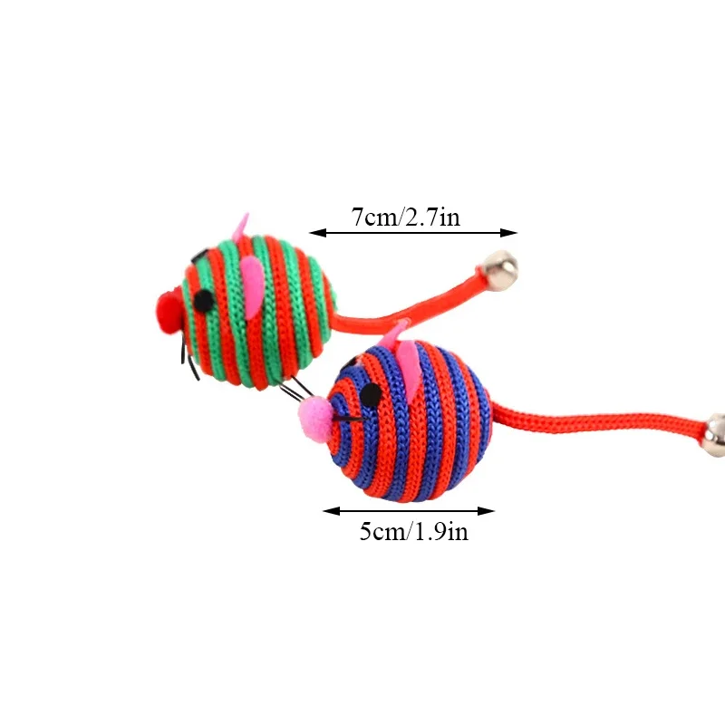 Juguete para Gato de 3/5/7 piezas, cuerda de nailon a rayas, bola redonda, ratón con campana, juguete para masticar para Gato, juguete interactivo para gato, pelota para ratón, producto para mascotas - imagen 2