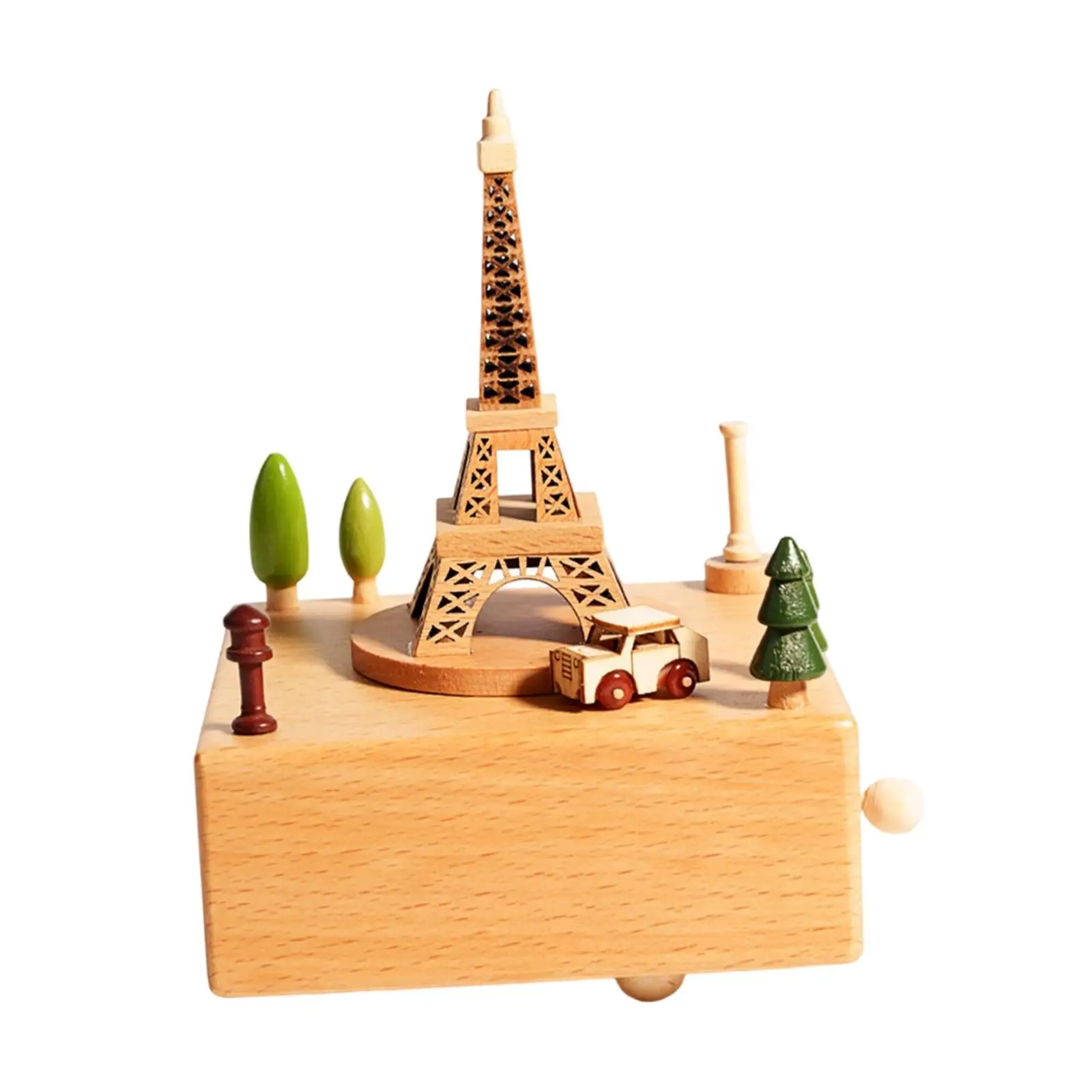 Wooden Music Box Handmade Rotating Musical Toy Birthday Present Creative Home Decor Ornament for Christmas Gift