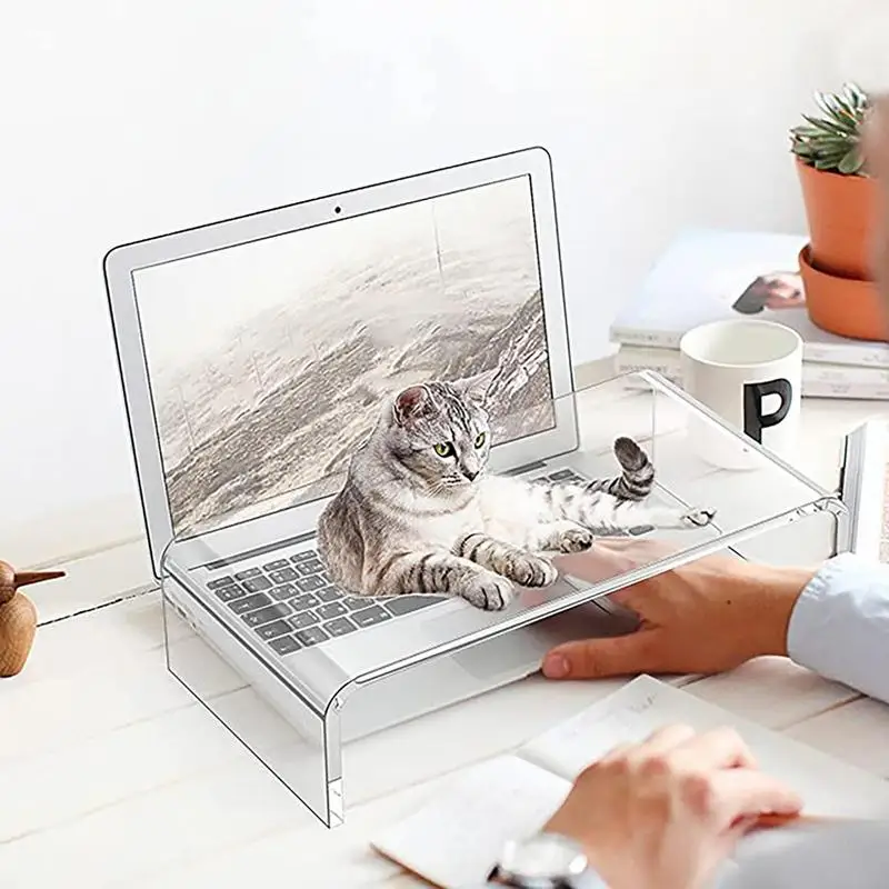 Soporte transparente para Monitor de ordenador portátil, elevador de mesa de acrílico, soporte de almacenamiento de escritorio para oficina - imagen 4