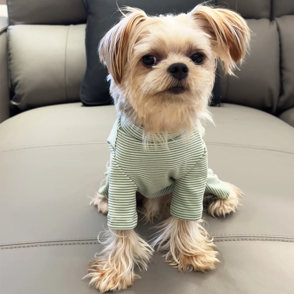 Ropa para perros Otoño Invierno cálido mono a rayas para perros ropa para cachorros traje térmico para perros ropa para mascotas abrigo para perros - imagen 2