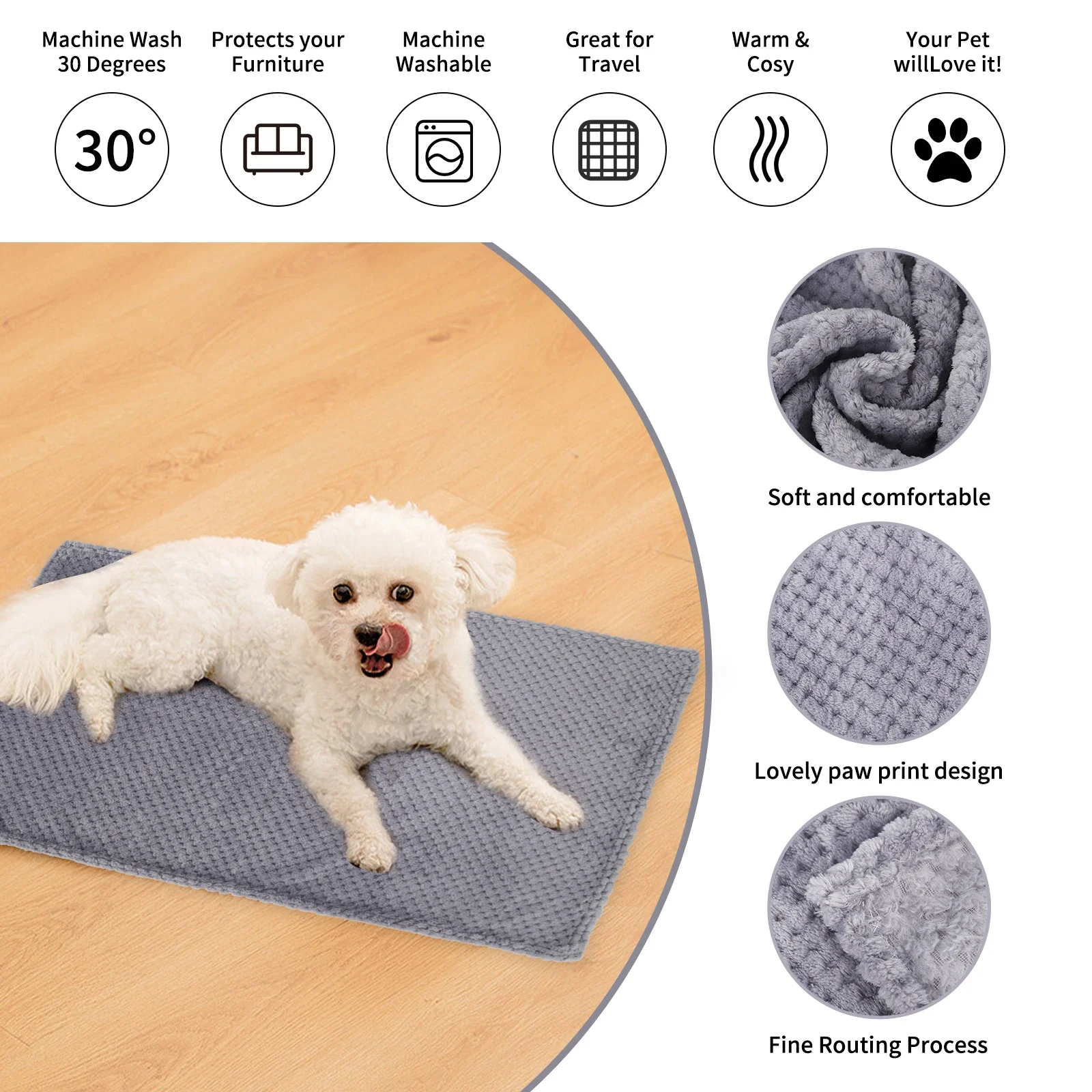 Manta suave para mascotas, manta para dormir de perro de peluche, Color sólido, lavable, almohadilla para sofá, manta cálida portátil para cama de gato, alfombra para el hogar para invierno - imagen 4