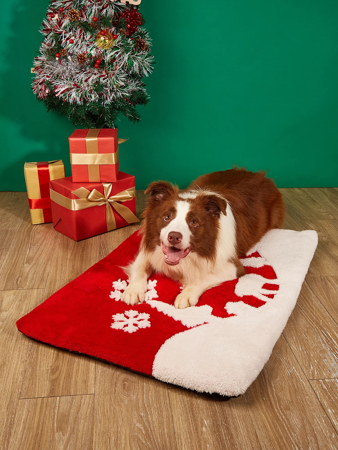 Cojín navideño con patrón de alce para gato y perro, alfombrilla de cama de felpa para cachorro y gatito, cama rectangular para mascotas, cama para dormir para perros pequeños y medianos