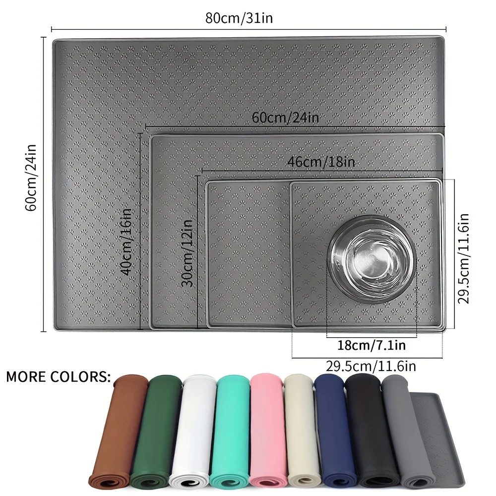 Mantel Individual para mascotas antideslizante, diseño con estampado de patas que mantiene los pisos, contenido de mascotas sin manchas, tapete de silicona fácil de limpiar - imagen 2