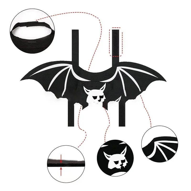 Alas de murciélago para mascotas de Halloween, suministros decorativos para perros y gatos, disfraces de transformación divertidos para vacaciones creativas, productos para mascotas - imagen 4