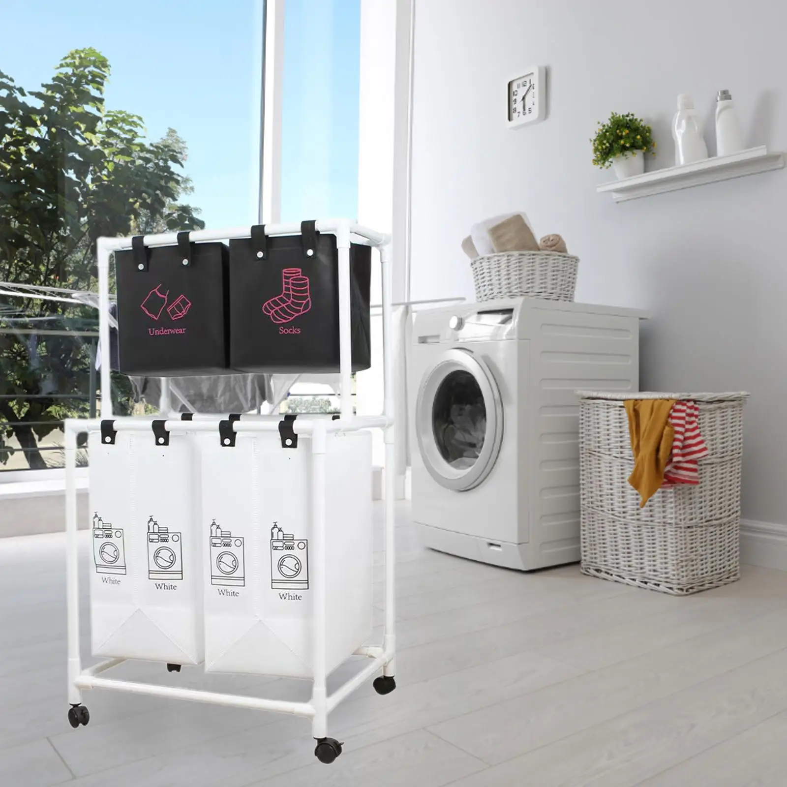 Laundry Hamper with Wheels Dirty Cloth Hamper Organization Portable Laundry Basket Washing Hamper for Office Bathroom Bedroom