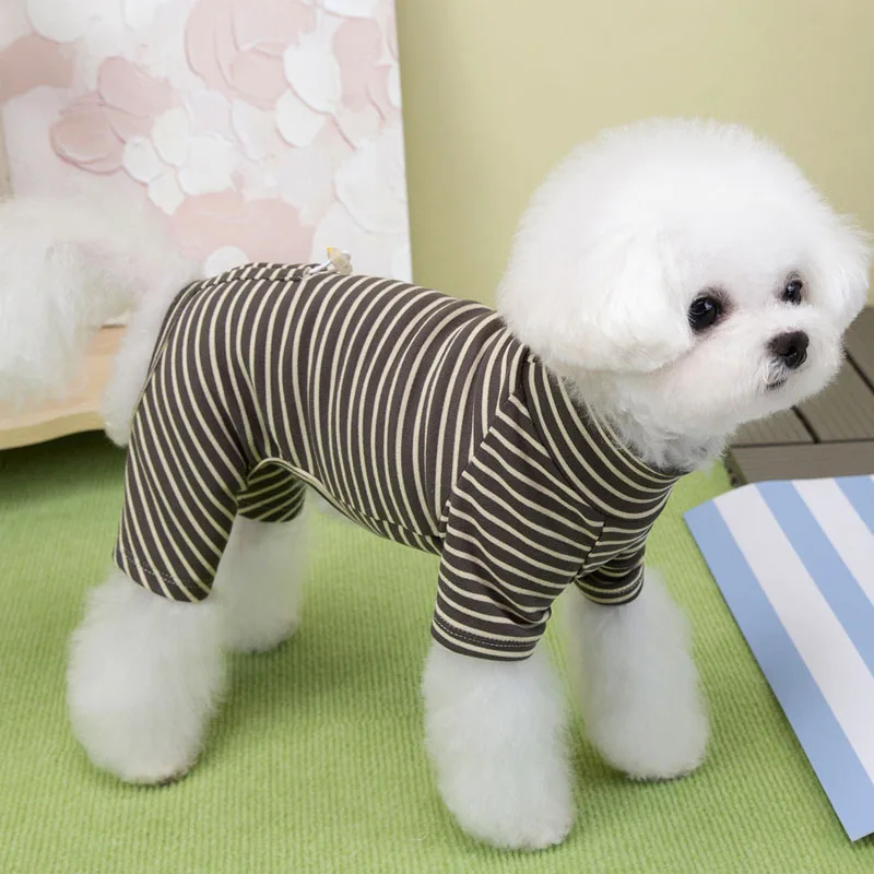 Pijamas de tiras monos de invierno azul marrón ropa para mascotas para perros pequeños medianos Shih Tzu Yorkie cachorro mono mono disfraces XXL - imagen 3
