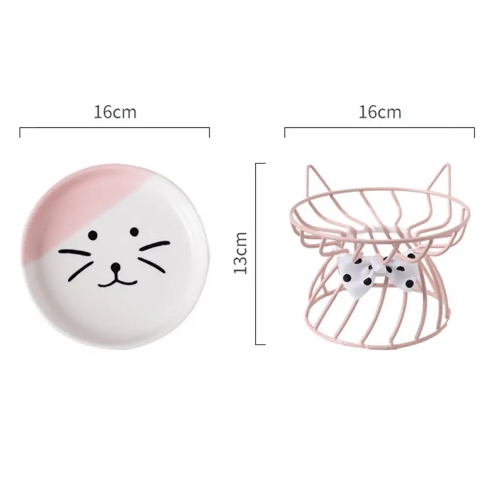 Cuenco elevado para gatos, cuenco para mascotas con capacidad elevada, cuenco de comida para gatos con plato de cerámica antivómitos, soporte de Metal, bigotes para mascotas - imagen 3