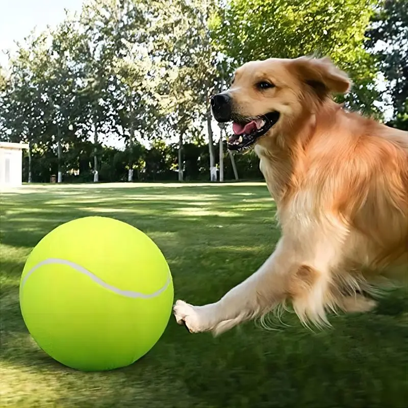 Pelota de tenis gigante para perro, juguete interactivo para masticar, inflable grande pelota de tenis, suministros para mascotas, juguetes para perros de grillo al aire libre, 24CM - imagen 2