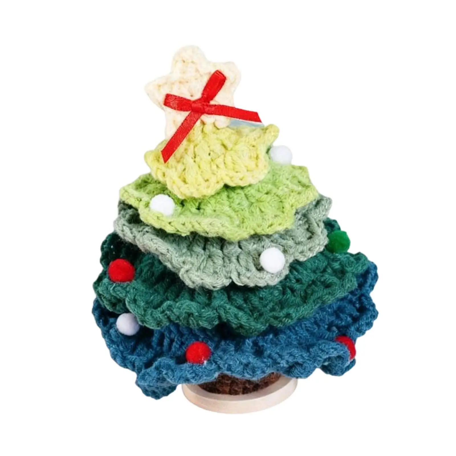 Crochet Christmas Tree Ornament Knitted Toy Fashion Lightweight Small DIY Decoration for Party Graduation Office Home Desktop