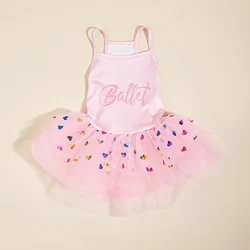 Vestido de princesa con corazones y lentejuelas para perros pequeños