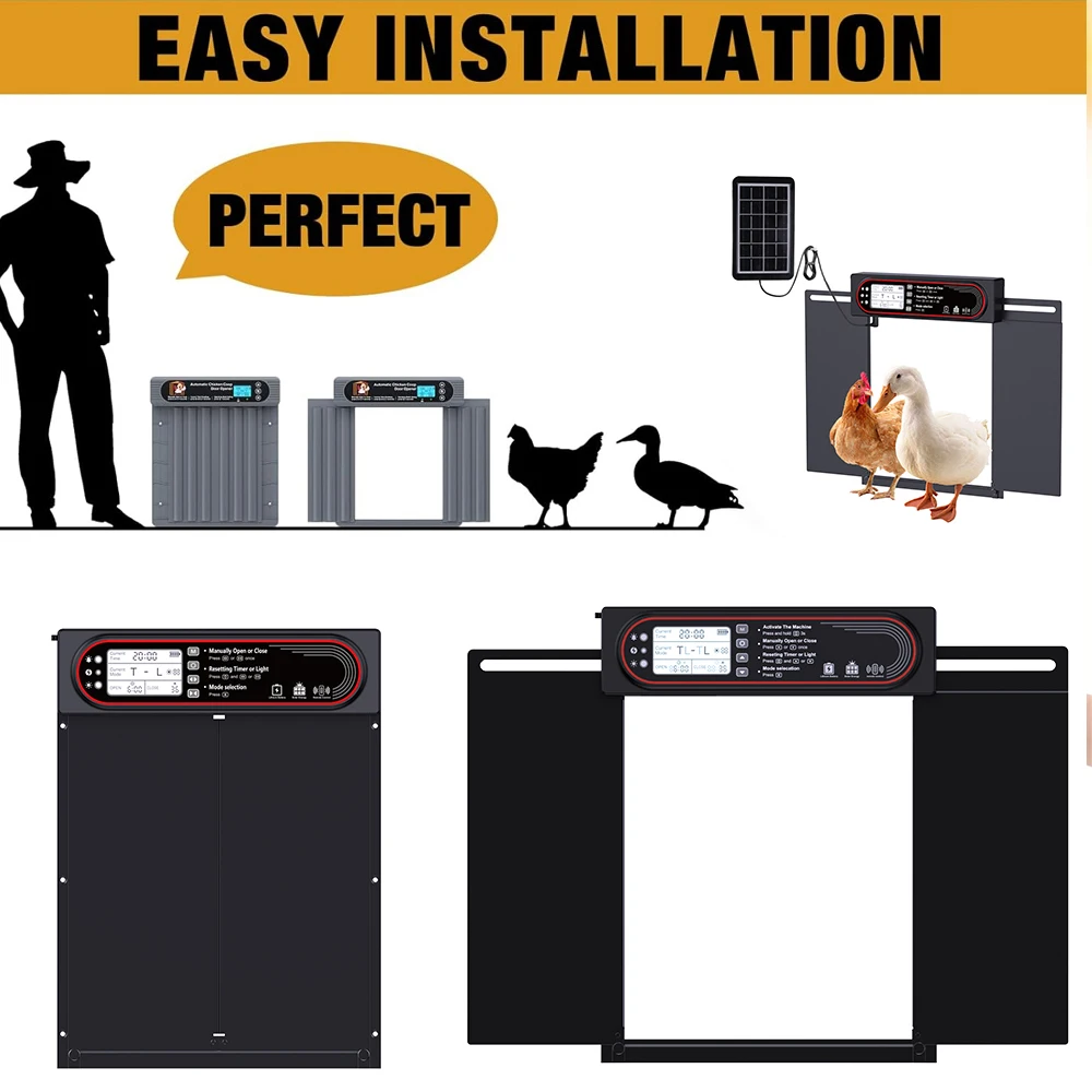 Puerta automática solar para gallinero con LCD y sensor de luz - imagen 4