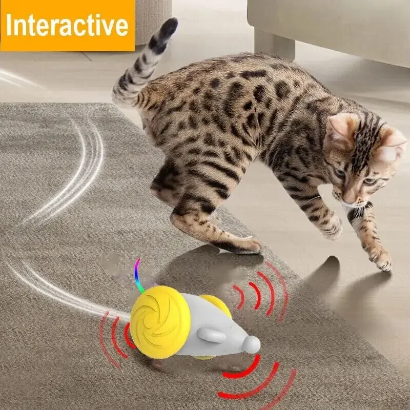 Juguetes interactivos automáticos para gatos, Bola de Juego para gatitos y ratones, juguetes electrónicos para interiores con luz LED, juguete de caza inteligente para gatos - imagen 4