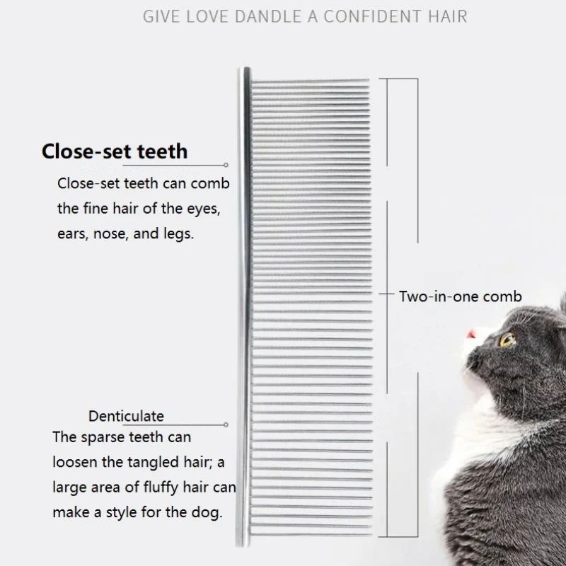 Peine desenredante de acero para gatos y perros de pelo largo - imagen 5