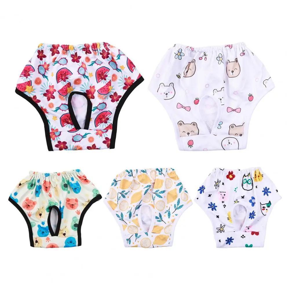 Pantalón Menstrual para perros, pañales sanitarios para perros, pantalones cortos, bragas fisiológicas elásticas, ropa interior transpirable con patrón de dibujos animados para cachorros - imagen 5
