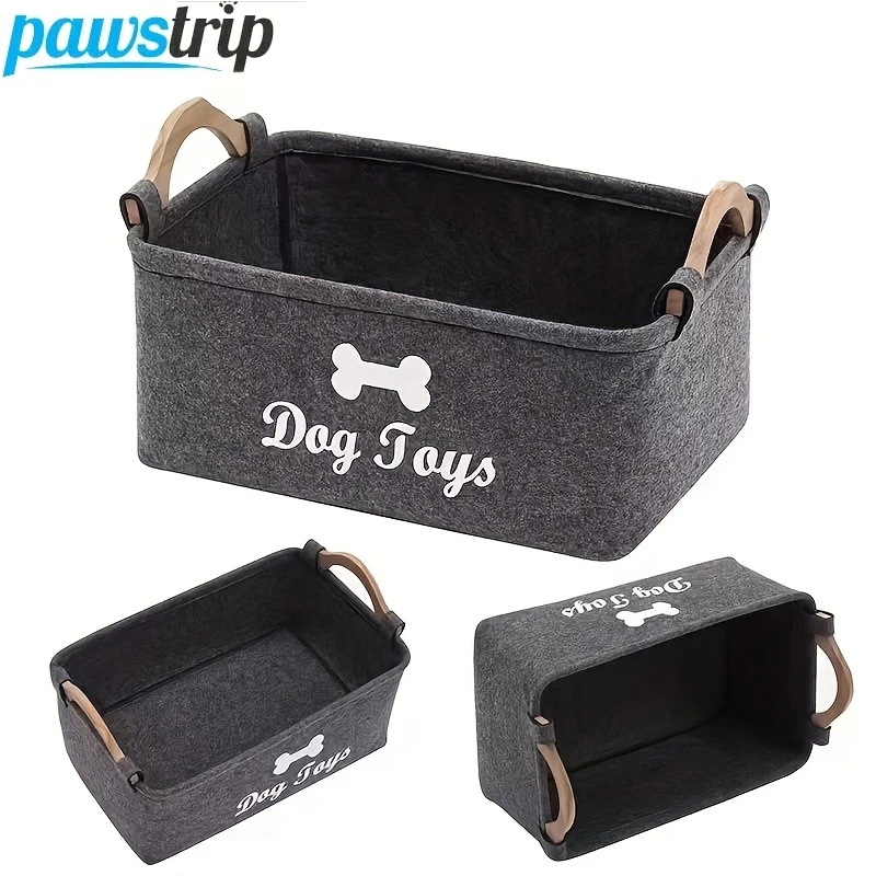 Cesta de almacenamiento de juguetes de fieltro para mascotas, caja de juguetes plegable para perros, cesta de almacenamiento de gran capacidad para perros y gatos, contenedor de almacenamiento para el hogar - imagen 3