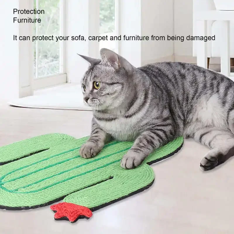 Alfombrilla de Sisal montada en la pared para gatos, tabla de rascar para gatos, forma de Cactus, almohadilla antideslizante duradera, juguetes para mascotas para ejercicio - imagen 5