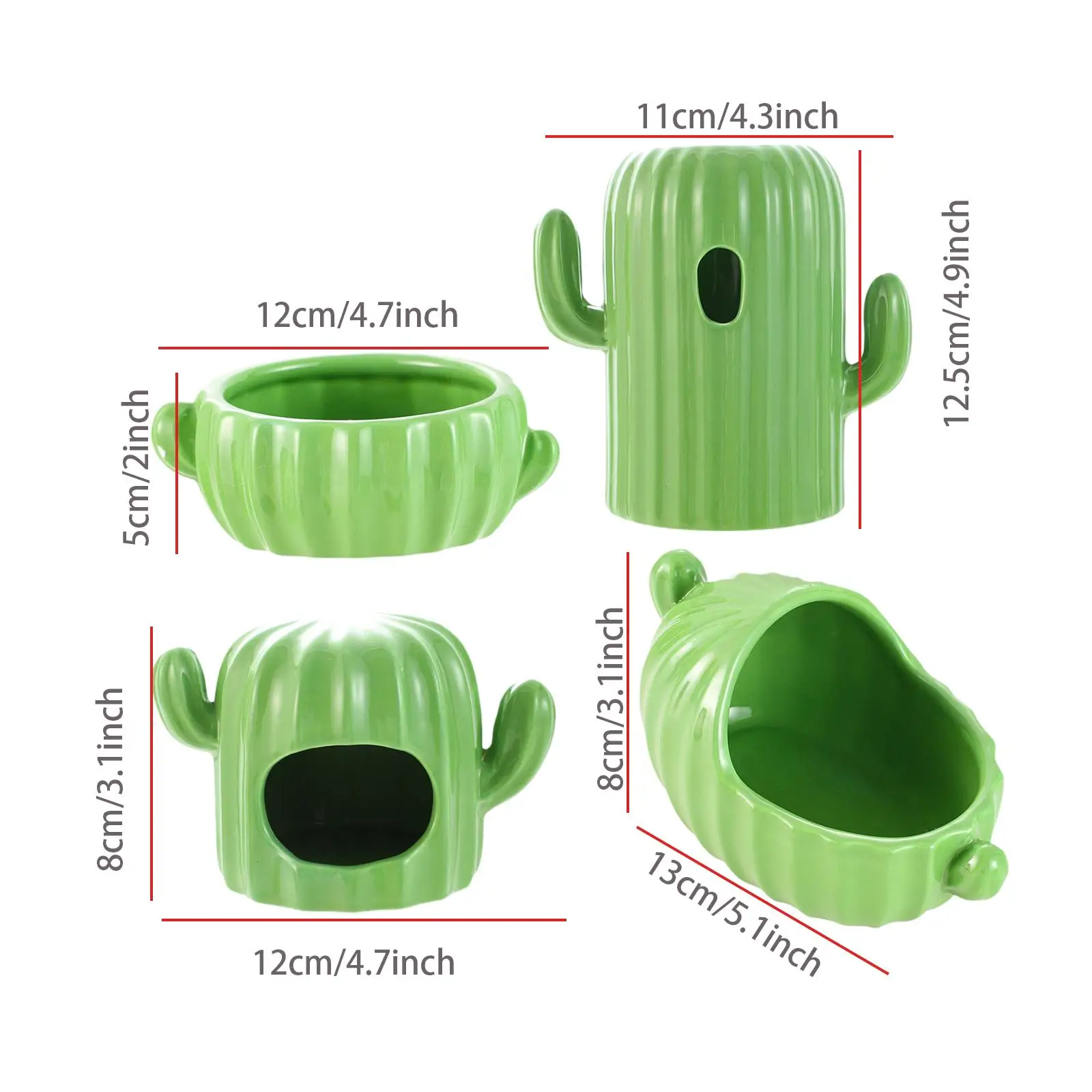 4Pcs Ceramic Hamster Hideout Small Animal Huts for Chipmunk Squirrels Ferret