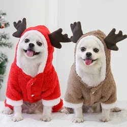 Disfraz de Halloween y Navidad para perros y gatos, disfraz de alce para perros pequeños, ropa cálida de invierno para perros y gatos