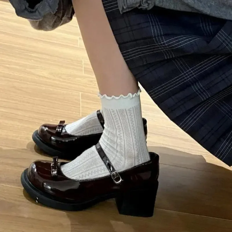 Zapatos Mary Jane de fondo grueso de estilo británico, mocasines JK de estilo japonés con cabeza redonda y plana Vintage francesa, suela de goma para adultos - imagen 2