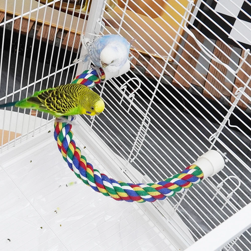1 unidad de juguetes para morder pájaros y mascotas, cuerda de algodón para loros, columpio de escalada, juguetes para pájaros de compañía, escalera giratoria de pie, juguetes de entrenamiento, suministros para jaulas - imagen 4