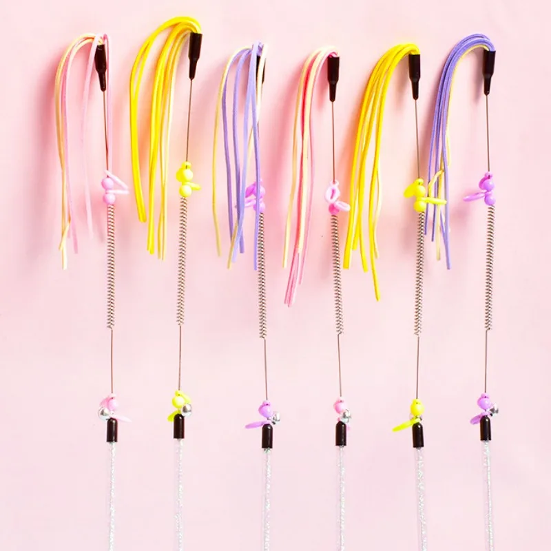 Juguete para gatos, palos con borlas, juguetes interactivos con mango de resorte, juguetes para gatos, palo resistente a mordeduras con campana, suministros para mascotas - imagen 2