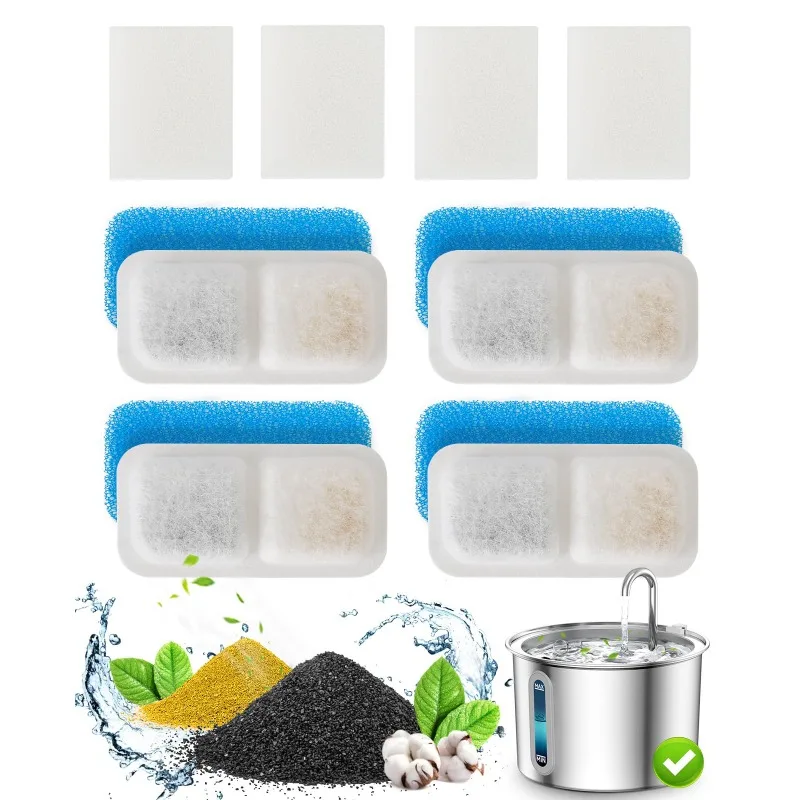 Filtros de repuesto con esponja prefiltro para fuente de agua de mascotas