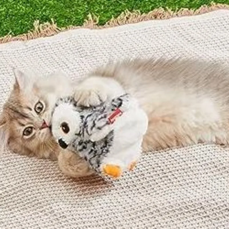 Juguete interactivo para gatos, simulación eléctrica de plumas, pájaro de peluche, productos para mascotas, accesorios para muñecos de pájaro chirriante - imagen 5