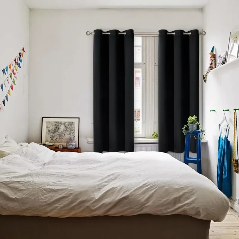 Cortinas opacas de 2 paneles para sala de estar, aislamiento térmico, cortinas de dormitorio, todos los tamaños, todos Clolor - imagen 5