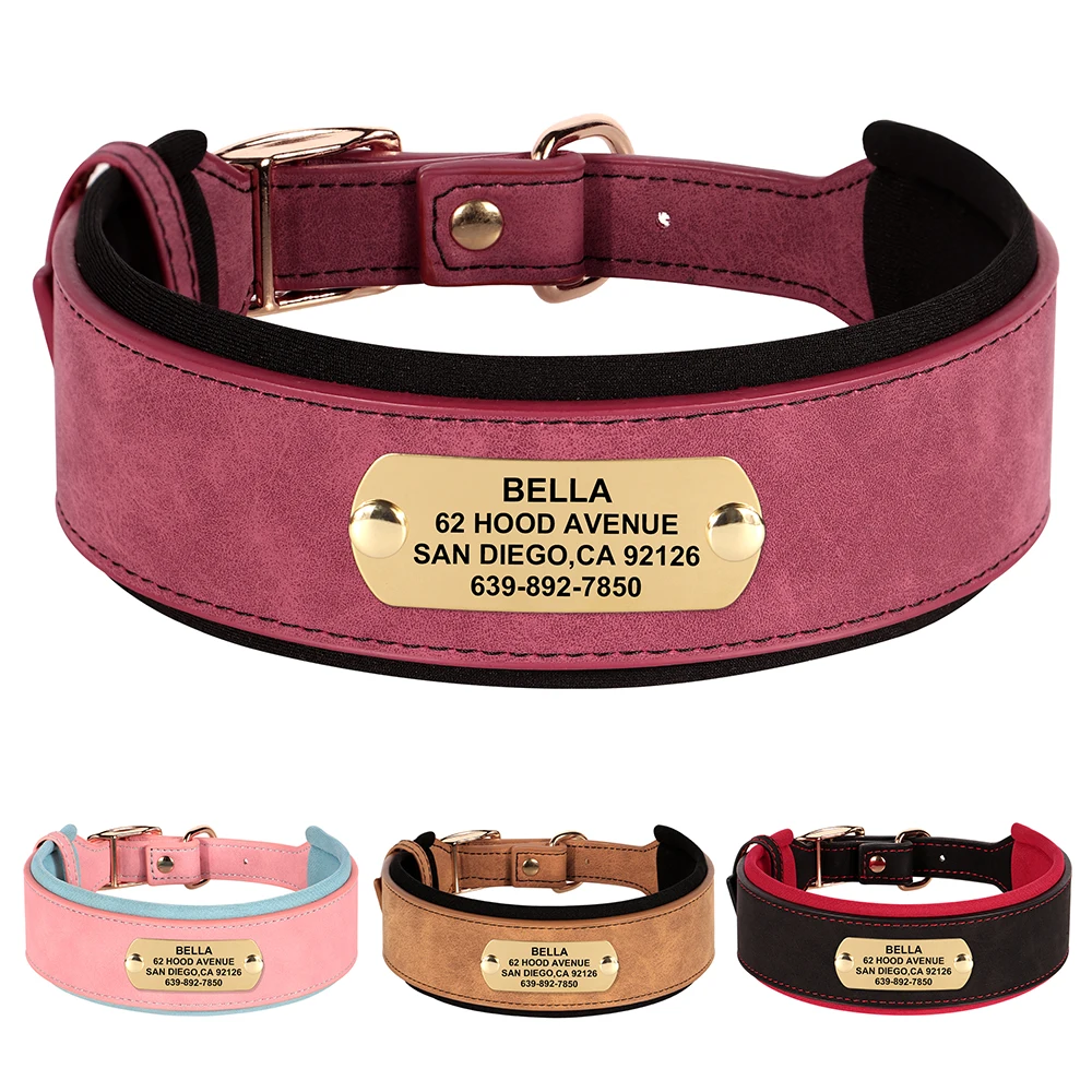 Collar perro ancho personalizado cuero PU - vista principal