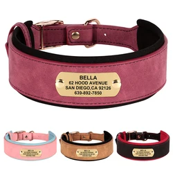 Collar ancho de cuero PU para perro con etiqueta personalizada