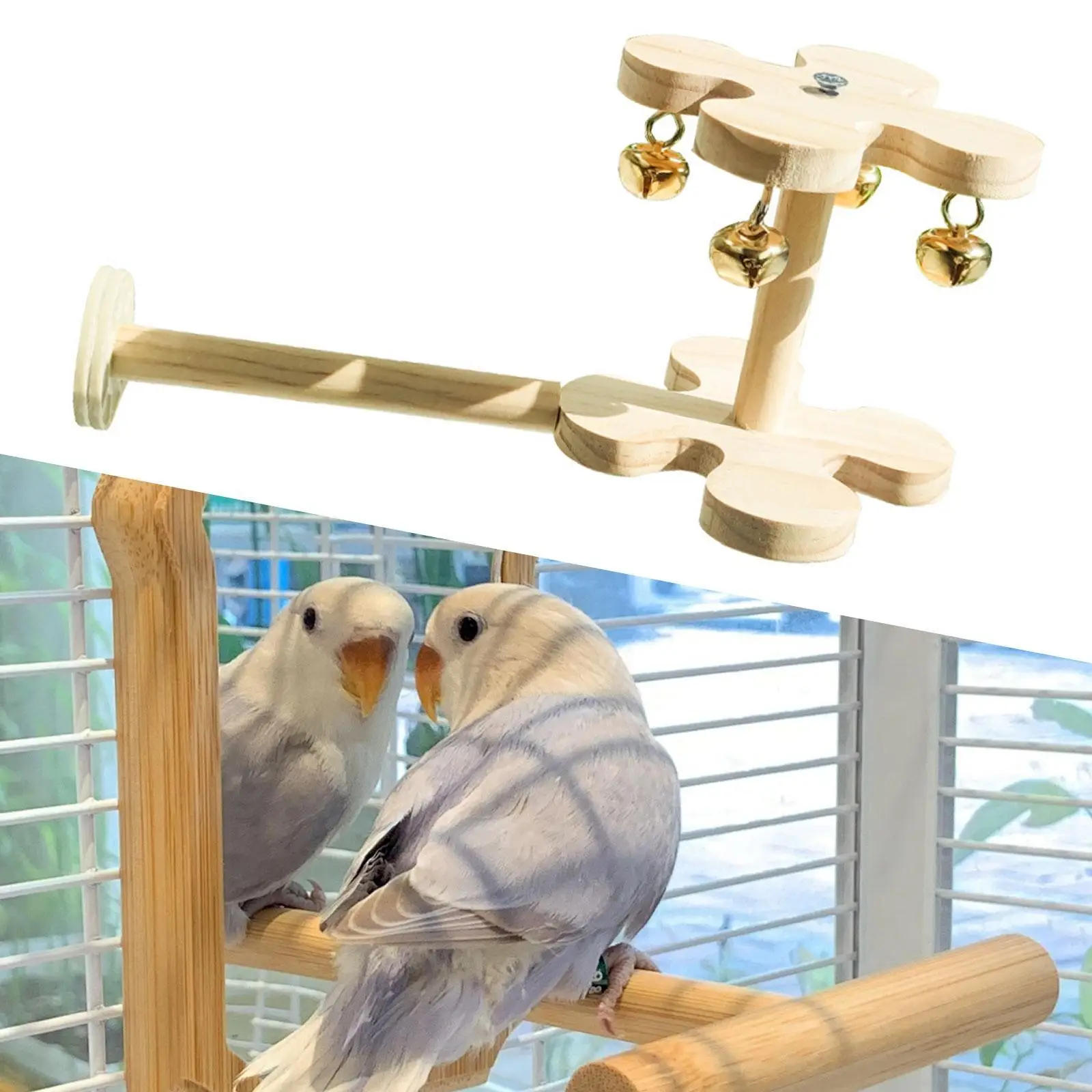 Bird Stand Perch Toy Bird Stick, Physical Exercise Parrot Stand Rotating Windmill Perch for Parakeet Finches Mynah Cockatiel