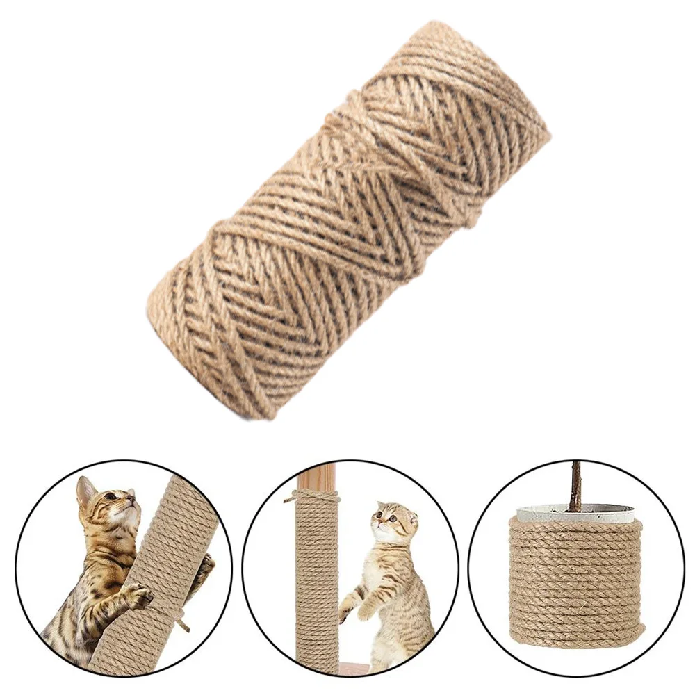 Cuerda de Sisal para rascar gatos de 10M, cuerda de Yute Natural de 4mm de espesor para postes rascadores, árboles para gatos, proyectos de bricolaje, cuerda de Sisal para rascador de gatos - imagen 2
